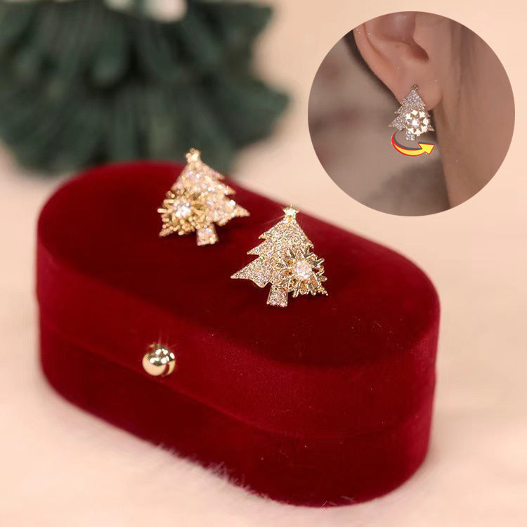 Rotatable Christmas Tree Earrings Shiny Rhinestone Snowflake Stud Earring New Year Xmas Festival Ear Jewelry Gifts Autumn And Winter Rotatable Christmas Tree Earrings Shiny Rhinestone Snowflake Stud Earring New Year Xmas Festival Ear Jewelry Gifts Autumn And Winter